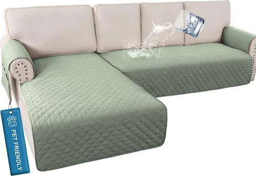 Vista 13 de H.VERSAILTEX Fundas de sofá para sofá seccional, 2 piezas, funda de sofá en forma de L, 100% impermeable y lavable, protector de sofá para perros