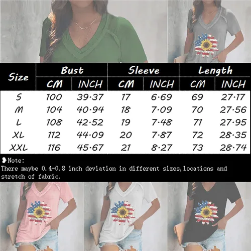 Vista 3 de Independence Day Shirt Ladies Casual Work Wide Sleeve Oversized Soft Crew Neck Comfortable Tops