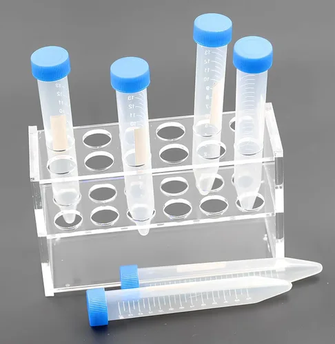 Vista 7 de 12 tubos de ensayo de acrílico transparentes del estante 10ML del tubo de ensayo, soporte plástico del tenedor del tubo de la centrífuga