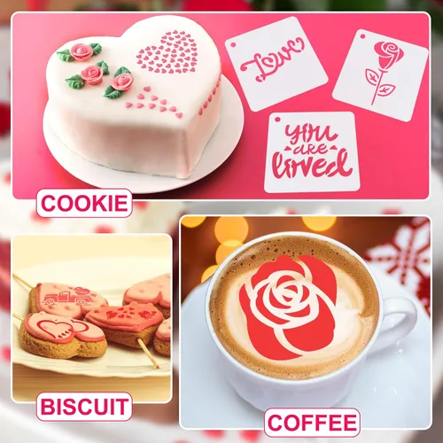 Vista 7 de Teling 80 plantillas de amor de corazón de San Valentín para pintar de 3 x 3 pulgadas, plantillas de dibujo reutilizables de San Valentín