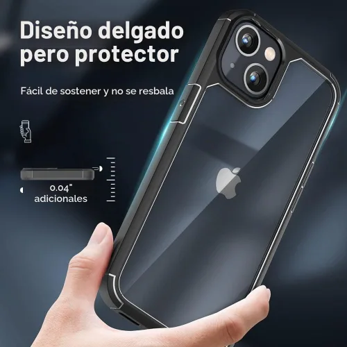 Vista 5 de TAURI Funda 3 en 1 para iPhone 13, con 2 protectores de pantalla, [protección contra caídas de grado militar] a prueba de golpes para iPhone 13 Negro