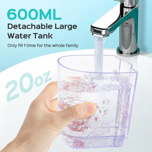 Vista 6 de COSLUS Irrigador Dental Avanzado: 2 Modos y 12 Ajustes de Presión Eléctrico para Ortodoncia, Aparatos, Encías Sensibles - Uso Doméstico, 5 Puntas