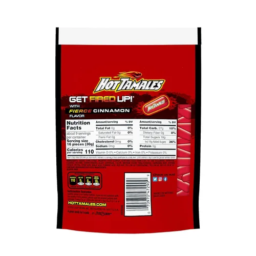 Vista 2 de Hot Tamales - Paquete de 2 - Canela feroz - Caramelos masticables dulces y picantes - Bolsas de 10 onzas