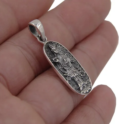 Vista 2 de DharmaObjects Quan Yin Kuan Yin - Colgante de plata de ley 92,5%, Plata