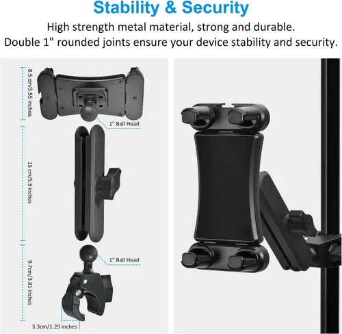 Vista 6 de Soporte para tableta para soporte de micrófono, soporte de teléfono para iPad Soporte de teléfono giratorio de 360 ° Soporte de música