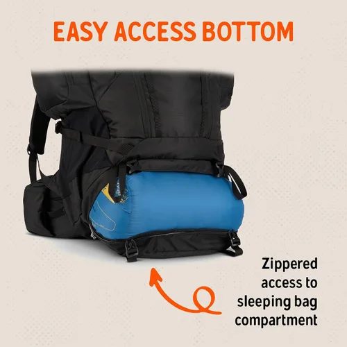 Vista 8 de Kelty Coyote - Mochila de 60 a 105 litros, para hombre y mujer (actualización 2020) - Mochila de senderismo, mochilero, mochila de viaje, Negro