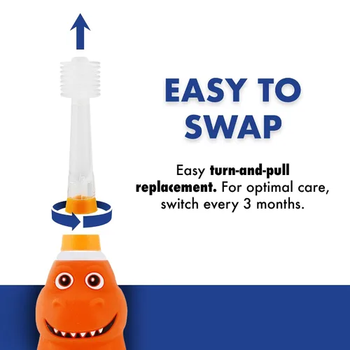 Vista 5 de Brilliant Oral Care Kids Sonic - Cabezales de repuesto suaves para niños a partir de 5 años, naranja, paquete de 2