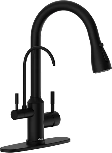 Vista 8 de APPASO Grifo de cocina dorado con dispensador de jabón, grifos de fregadero de acero inoxidable S304 de una sola manija con rociador desplegable