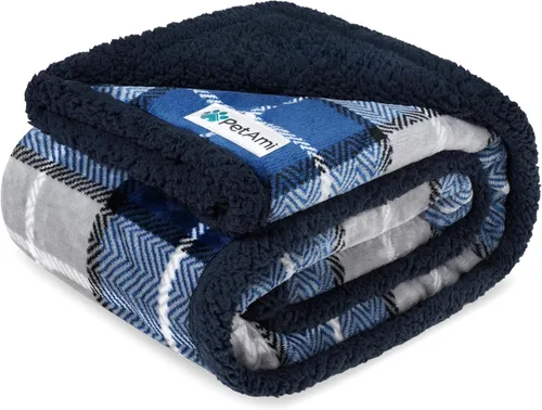 Vista 14 de PetAmi - Manta impermeable para perros medianos, cachorros, gatos pequeños Manta de forro polar suave para mascotas para sofá Cubierta gruesa