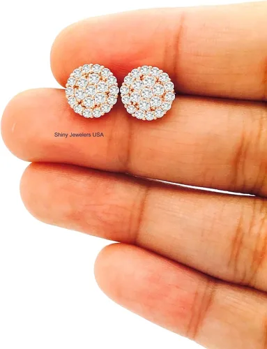 Vista 9 de Aretes de plata helada, oro rosa, negro o dorado, circonita cúbica, hip-hop CZ