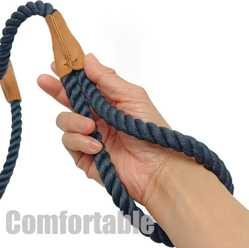 Vista 4 de BTINESFUL Correa de algodón para perro de 3/5/10 pies, cómoda correa de control trenzada para perros fuertes, grandes y medianos, senderismo, Negro