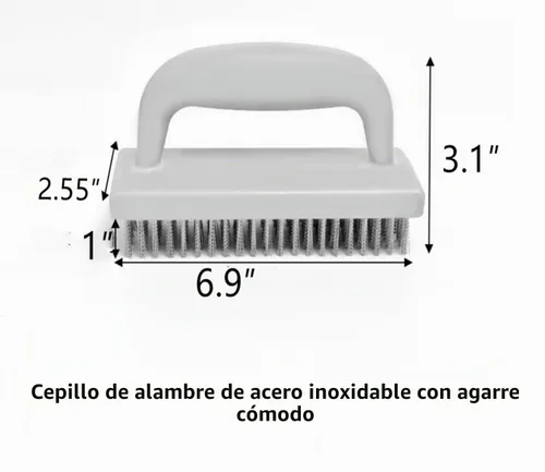 Vista 2 de Juego de 2 cepillos de alambre de acero inoxidable para eliminar óxido, tamaño de 6.9 x 2.5 pulgadas, con agarre cómodo de plástico, utilizado