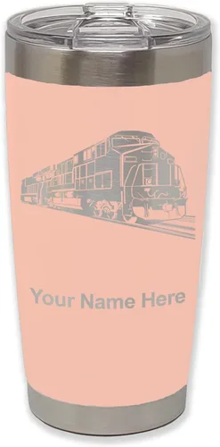 Vista 32 de LaserGram Vaso aislado al vacío de 20 onzas, tren de carga, grabado personalizado incluido (negro)
