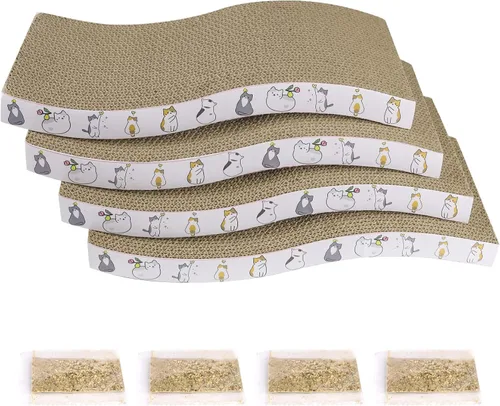 Vista 14 de PatiencET Rascador para gatos en forma de L, almohadilla de cartón de 26.8 pulgadas para gatos de interior, tablero vertical grande para rascar