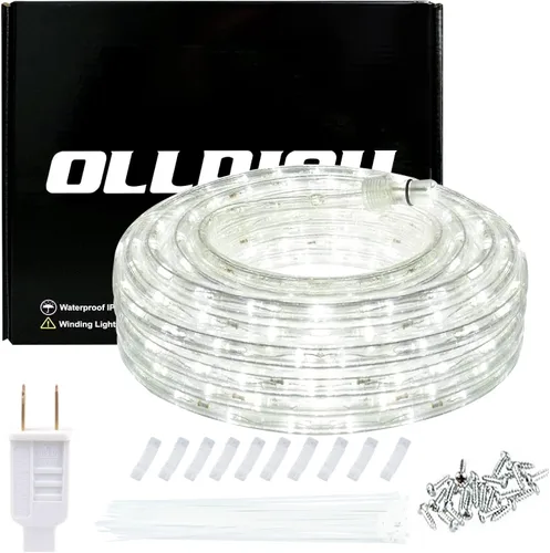 Vista 11 de Cuerda de luces de 20 pies, AC110V 6000K 144LEDS impermeable para interiores y exteriores Blanco