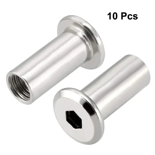 Vista 2 de uxcell M8x20mm Hex Socket Head Insertar Tuerca Tornillo Post Manga Tuerca para Muebles 10pcs