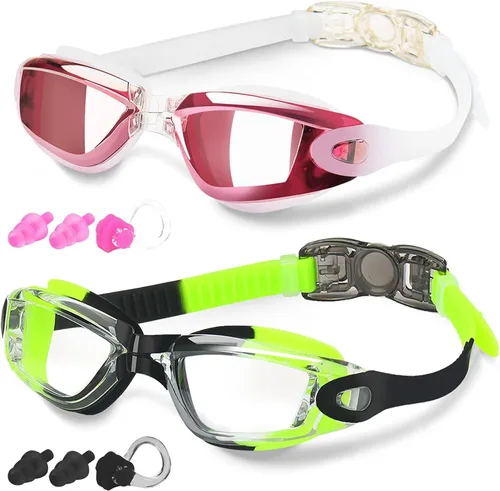 Vista 10 de COOLOO Gafas de natación, paquete de 2 gafas de natación para hombres y mujeres, gafas de natación para adultos, jóvenes, adolescentes, niños, gafas