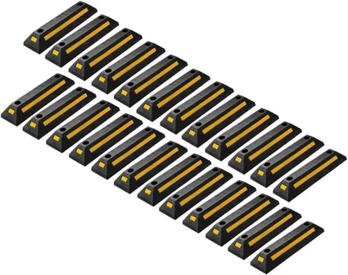 Vista 10 de ZONETECH Guía de aparcamiento de goma resistente, tope de rueda de garaje duradero de alta calidad para automóvil con borde de cinta amarilla