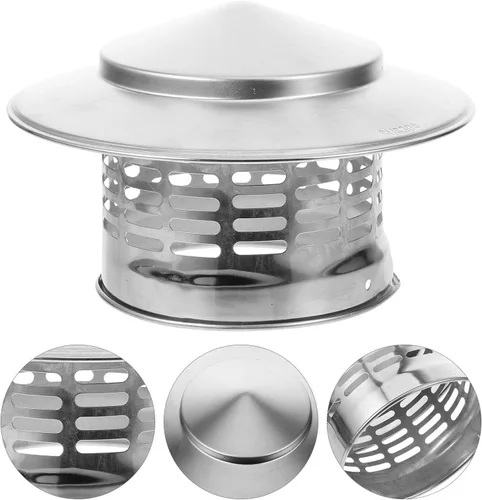 Vista 9 de Veemoon Tapa de lluvia de chimenea de acero inoxidable, cubierta de chimenea de 4.3 pulgadas, tapa de ventilación de techo, parte superior cónica