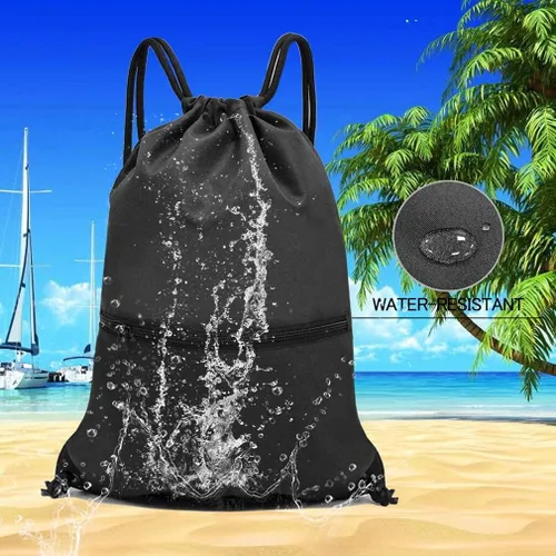Vista 5 de HOLYLUCK - Mochila, bolsa deportiva con cordón ajustable para gimnasio