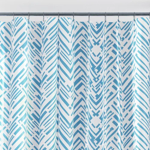 Vista 5 de Zenna Home Cory Chevron - Cortina de ducha impermeable de PEVA, gris y azul, 70 x 72 pulgadas