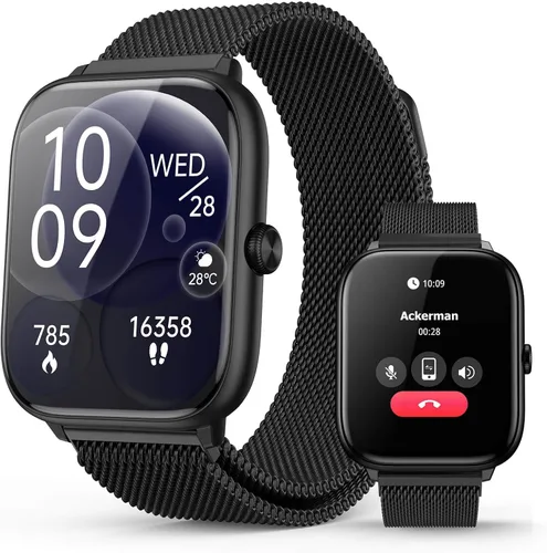 Vista 11 de Black Smart Watch for Men Women, Bluetooth Call, 2.06" HD AMOLED Fitness Tracker, 118 Sports Modes, Blood Pressure/Heart Rate/SpO2/Sleep Monitor