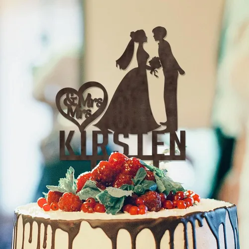 Vista 8 de Decoración para tarta de boda con silueta lesbiana del mismo sexo, decoración para tartas de compromiso para ella y ella, decoración para tartas