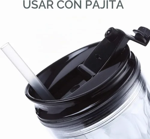 Vista 6 de Vaso para batido de cristal con cierre y bloqueo para bebidas frías y calientes Cupture, de 22 oz, Negro diamond