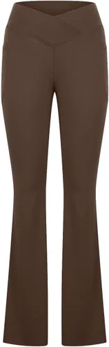 Vista 3 de XUNRYAN Leggings para mujer con corte de bota, pantalones de yoga de cintura alta, acampanados, para trabajo, atletismo, entrenamiento, pantalones