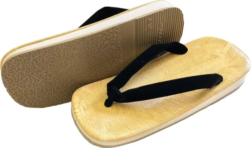 Vista 9 de Edoten Negro Setta Japanese Tatami Zouri Sandalias, Negro