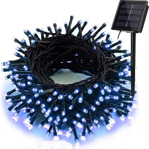 Vista 13 de Luces solares de Navidad para exteriores, tira de luces de 33 pies con 100 luces LED con 8 modos, luces de hadas impermeables para Navidad