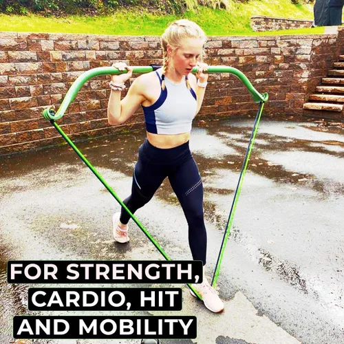 Vista 5 de Gorilla Bow Original All-in-One Portable Home Gym System, Professional-Grade Resistance Band Bar for Strength Training, HIIT & Full Body Workouts