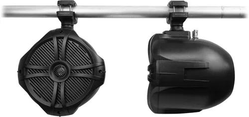 Vista 8 de Rockville RGHR45 Receptor de agujero de calibre marino de 4 zonas, Bluetooth/Radio/Paquete remoto con cable con (2) Rockville RWB90B Negro 8" 300w