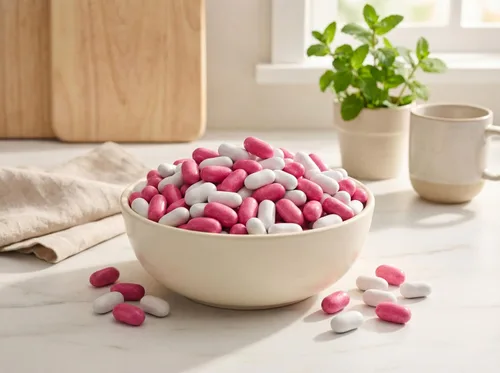 Vista 5 de Caramelo blanco rosado de los pasteles del regaliz 1 lb de la mordedura del bolso fresco del tamaño de la mordida Shell suave