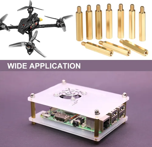 Vista 4 de uxcell M2.0.197x0.157 in+0.157 in macho-hembra latón hexagonal PCB placa base separador separador para FPV Drone Quadcopter, computadora y placa