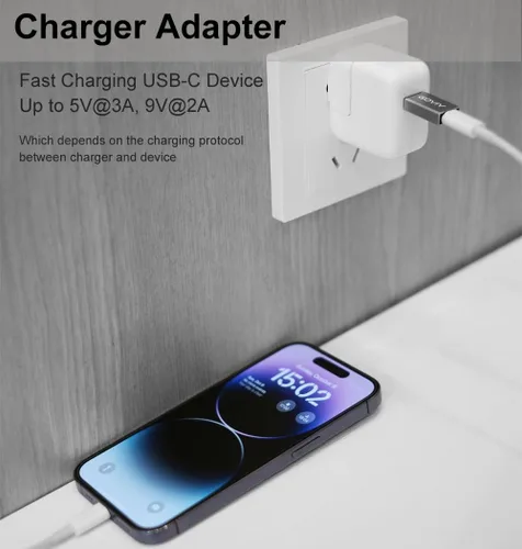 Vista 2 de [10Gbps] Adaptador USB C hembra a USB macho, adaptador USB A a USB C, paquete de 3, sincronización de datos de súper velocidad de un solo lado y 3