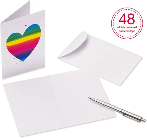 Vista 3 de American Greetings Tarjetas en blanco con sobres, papelería de corazón arcoíris (48 unidades)