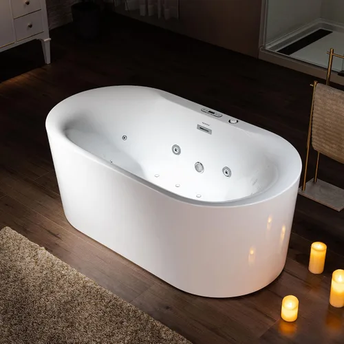 Vista 11 de WOODBRIDGE 59" × 31-1/2" Hidromasaje compacto y aire, bañera de remojo climatizada Whirlpool & Air Bubble Jets (16 Jets), Adjustable Air Blower