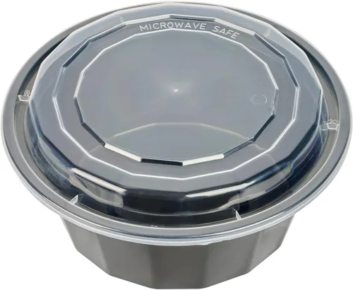 Vista 19 de Asporto - Cajas para llevar de 16 onzas, 50 recipientes de alimentos para llevar para microondas, tapas de plástico transparente incluidas, no Negro