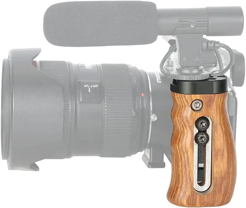 Vista 3 de NICEYRIG Wooden Side Handle for ARRI Locating Pin Adjustable Universal Left & Right Grip for DSLR Camera Cage Rig - 462