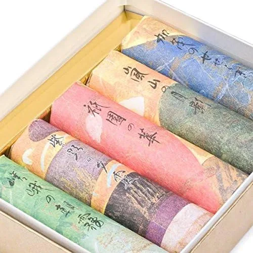 Vista 2 de Set de regalo de incienso orgánico japonés en caja, 5 tipos de incienso