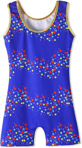 Vista 70 de HOZIY Leotardos de gimnasia para niñas, trajes de ciclismo con patrón adorable brillante