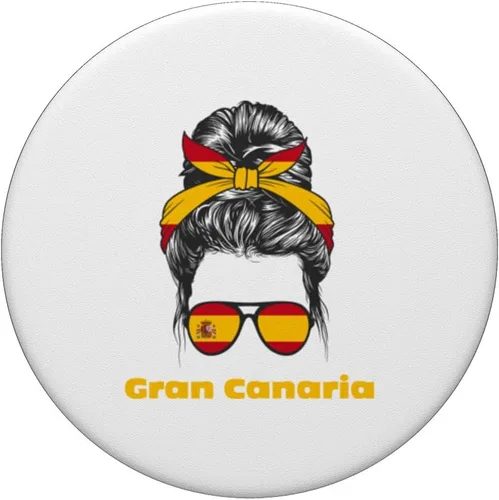 Vista 3 de Gran Canaria Spanish Lady Spain Flag PopSockets Adhesive PopGrip