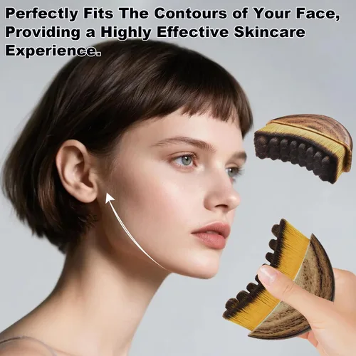 Vista 7 de 3 cepillos linfáticos de contorno facial para esculpir rostro, barbilla y Marrón
