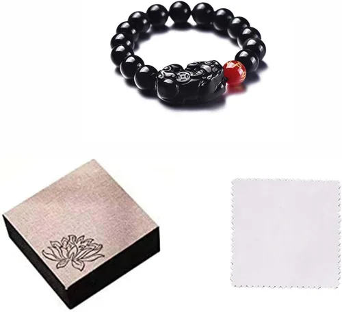 Vista 13 de Pulsera de obsidiana negra, pulsera de obsidiana negra Feng Shui para mujeres y hombres, pulsera elástica de obsidiana con piedra de ojo de tigre
