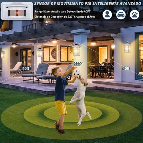 Vista 3 de FILIYANO - Linterna de pared blanca con sensor de movimiento para exteriores, del atardecer al amanecer, 1 paquete Anti-Rust, Waterproof Exterior