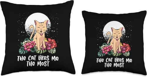 Vista 3 de The Cat Likes Me the Most Cat Mom Funny Cat Dad Humor Throw Pillow