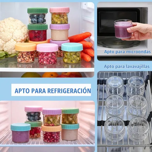 Vista 7 de Accguan - Paquete de 6 recipientes de vidrio para almacenamiento de alimentos para bebés, tarros de comida para bebés de 4 onzas