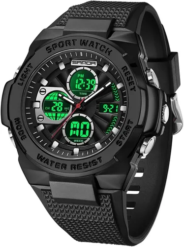 Vista 11 de FANMIS Reloj deportivo de cuarzo digital multifunción militar para hombre, impermeable, con alarma, LED, azul