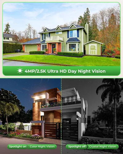 Vista 9 de Camcamp Solar Security Cameras Wireless Outdoor with 10" Monitor, 4 Cam Kit 100% Wire-Free, 360° View, Pan & Tilt, Solar-Powered, 10CH NVR, 2.4 &